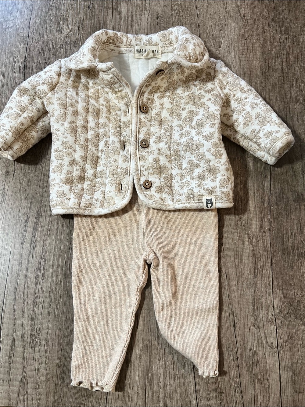 rag & bone Cream Floral Quilted Jacket with Tan Leggings